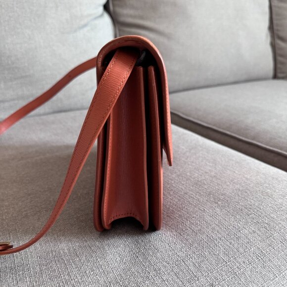 Celine medium classic box orange burnt terracotta liege leather bag - Picture 9 of 11